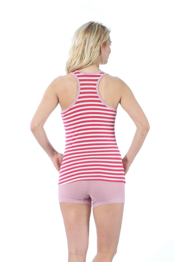 Women's Thick Strap Coral White Pajama Set with Shorts 413 - 2