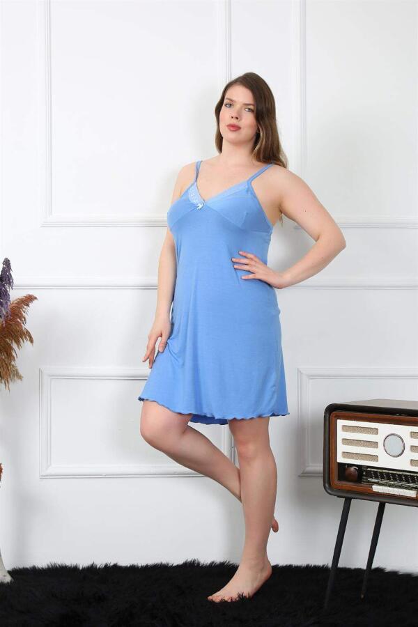 Women's Cotton Blue Rope Strap Plus Size Nightgown 1021 - 2