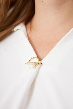 Yaka Detaylı Büyük Beden Bluz Ekru - 3