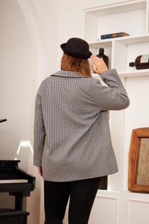 Yaka Detaylı Büyük Beden Gri Ceket - 4