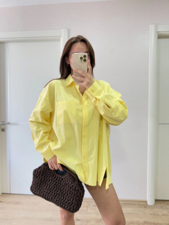 Yakalı Yandan Yırtmaçlı Gömlek - Sarı - 4