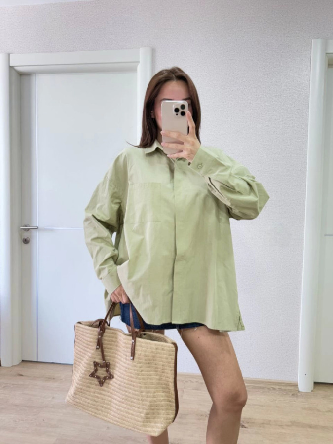 Yakalı Yandan Yırtmaçlı Gömlek - Yeşil - 4