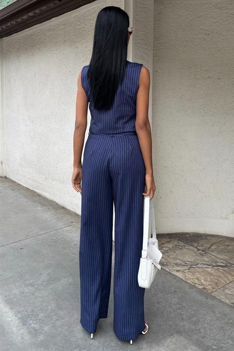 Yeleği Çapraz Detay Düğmeli Cepli Yelekli Takım 10150 - 4