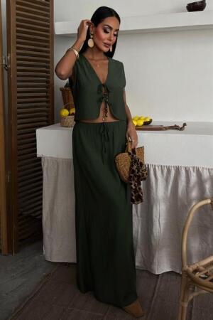 Yelek Önden Bağlamalı Uzun Etekli Takım 10192 - ANGELINO BuyukBedeniz (1)