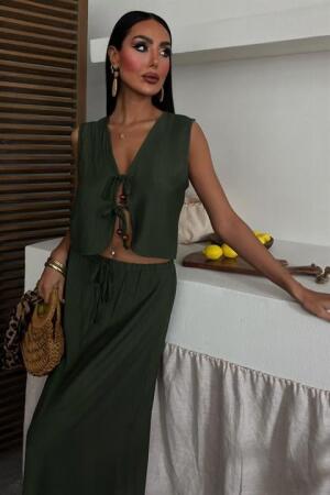 Yelek Önden Bağlamalı Uzun Etekli Takım 10192 - 4