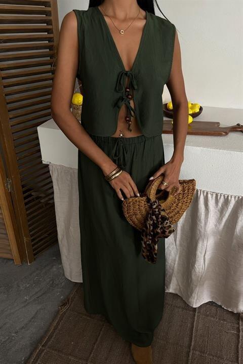 Yelek Önden Bağlamalı Uzun Etekli Takım 10192 - 7