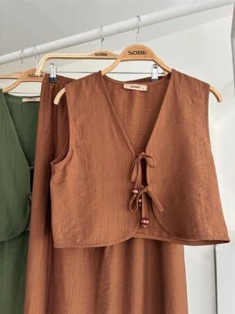 Yelek Önden Bağlamalı Uzun Etekli Takım 10192 - 9