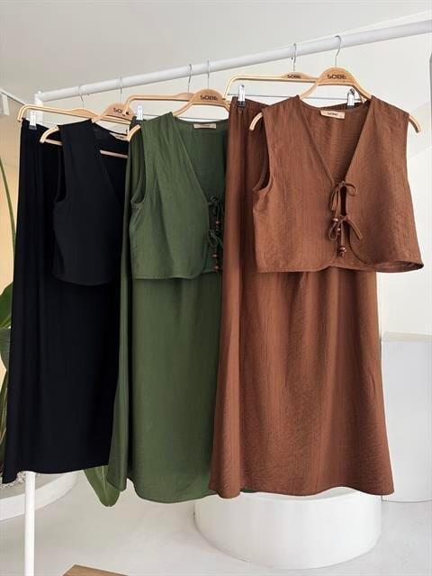 Yelek Önden Bağlamalı Uzun Etekli Takım 10192 - 10