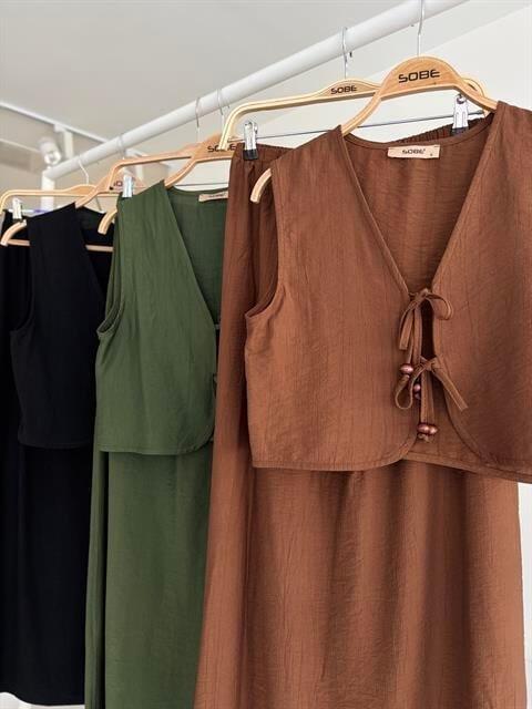 Yelek Önden Bağlamalı Uzun Etekli Takım 10192 - 11