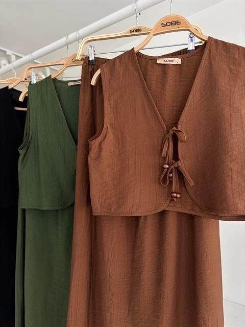 Yelek Önden Bağlamalı Uzun Etekli Takım 10192 - 13