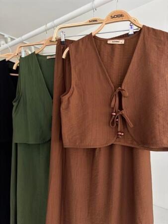 Yelek Önden Bağlamalı Uzun Etekli Takım 10192 - 10