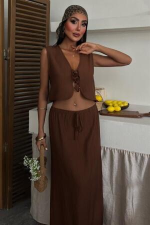 Yelek Önden Bağlamalı Uzun Etekli Takım 10192 - ANGELINO BuyukBedeniz (1)