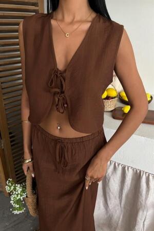 Yelek Önden Bağlamalı Uzun Etekli Takım 10192 - 3