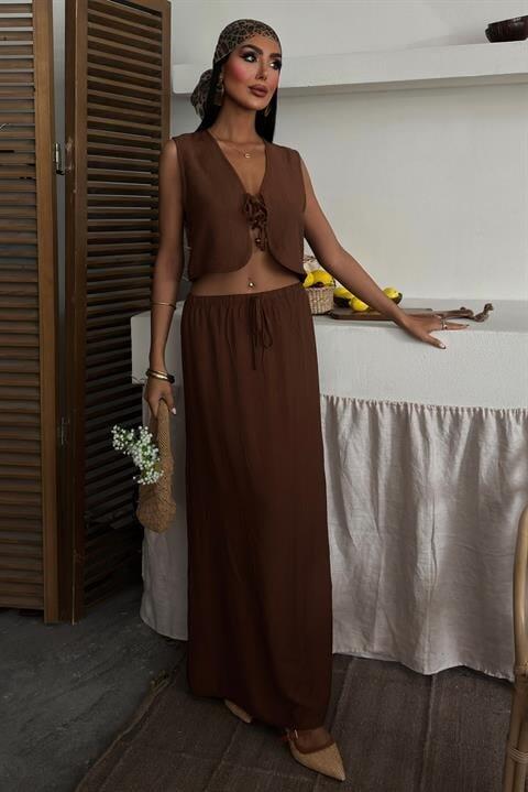 Yelek Önden Bağlamalı Uzun Etekli Takım 10192 - 5