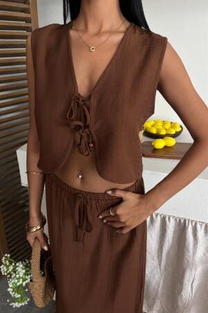 Yelek Önden Bağlamalı Uzun Etekli Takım 10192 - 8