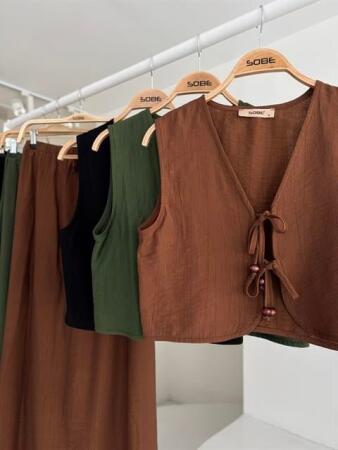 Yelek Önden Bağlamalı Uzun Etekli Takım 10192 - 12