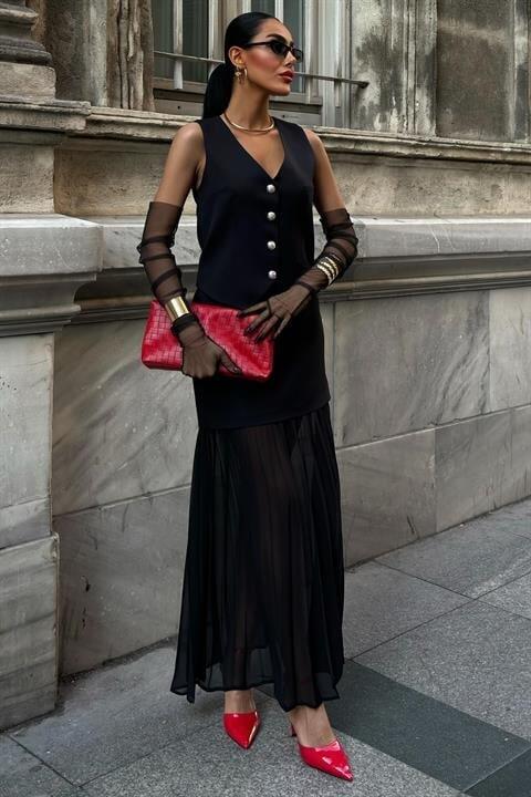 Yelek Ve Pilise Etekli Premium Takım 10096 - 1