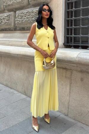 Yelekli Ve Pilise Etekli Triko Takım 10001 - 6