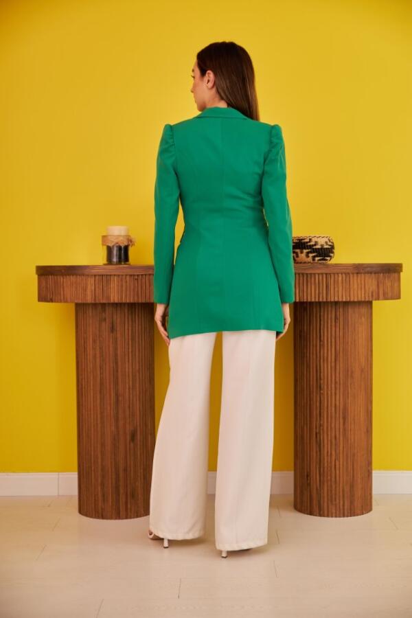 Yeşil Blazer Düğmeli Ceket - 4