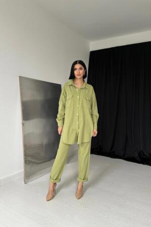 Yeşil Gömlek Ve Çıtçıtlı Pantolon Takım - 1