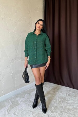 Yeşil Işıltılı Gömlek - ANGELINO BuyukBedeniz