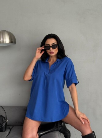 Yırtmaç Detaylı Tunik Gömlek - ANGELINO BuyukBedeniz