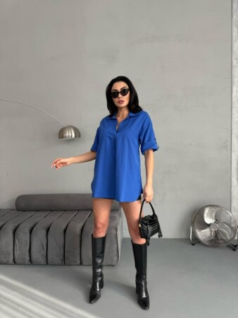 Yırtmaç Detaylı Tunik Gömlek - 4