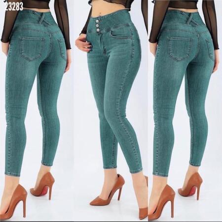 Yüksek Bel Likralı Jean Pantolon 90 Cm - ANGELINO BuyukBedeniz