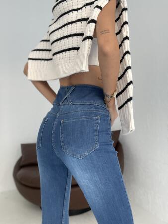 Yüksek Bel Likralı Jean Pantolon 90 Cm - ANGELINO BuyukBedeniz (1)