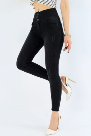 Yüksek Bel Likralı Kot Pantolon - 6