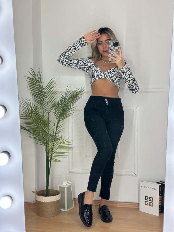 Yüksek Bel Likralı Kot Pantolon - 10