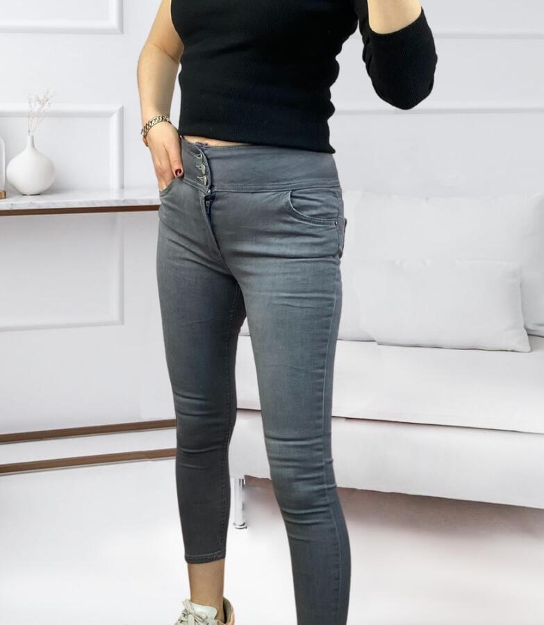 Yüksel Bel Likralı Kot Pantolon (Gri) - 2