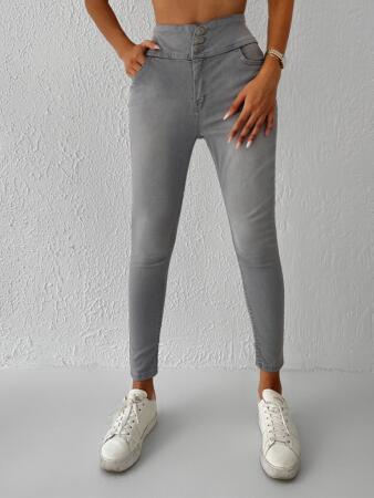 Yüksel Bel Likralı Kot Pantolon (Gri) - 5