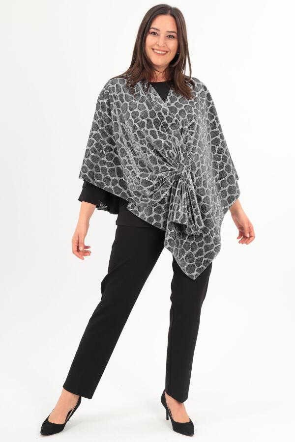 Trend42plus Zebra Desenli Simli Şal Panço - 1