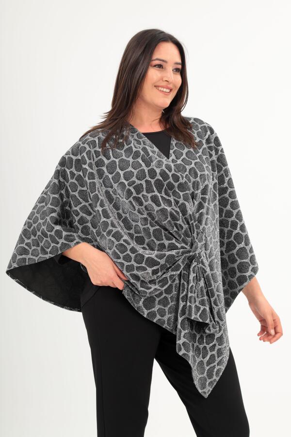 Trend42plus Zebra Desenli Simli Şal Panço - 2