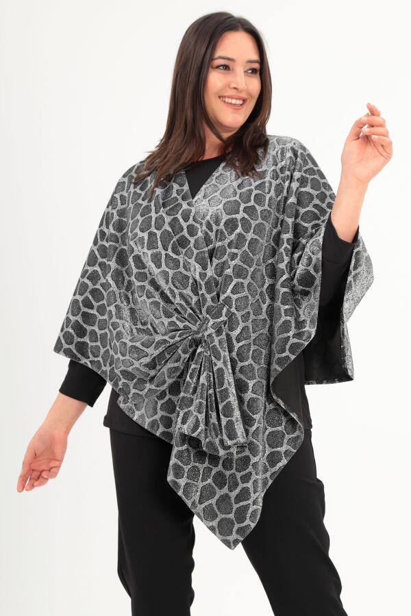 Trend42plus Zebra Desenli Simli Şal Panço - 3