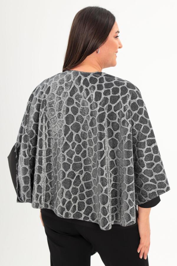 Trend42plus Zebra Desenli Simli Şal Panço - 4