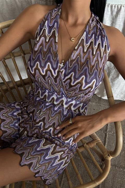 Zikzak Desenli Multi Renk Geçişli Mini Tulum 1365 - 5