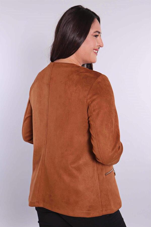 Zippered Tan Suede Jacket - 3